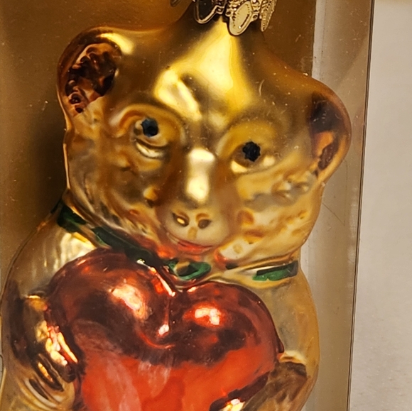 Vintage Blown Glass Teddy Bear Ornament West German Original Unopened Box - Picture 3 of 10
